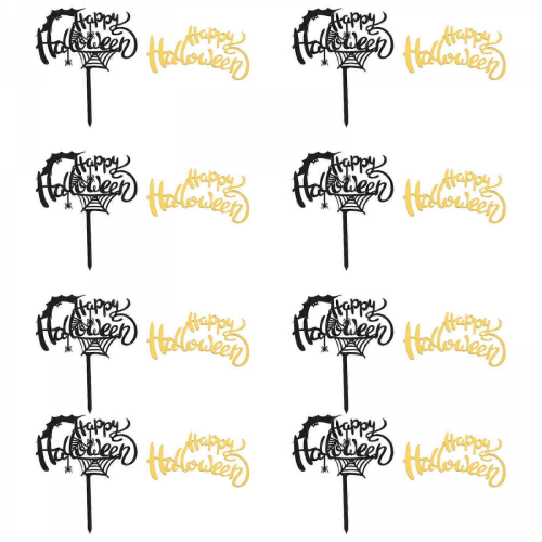 Halloween Decorations 10 Pcs Acrylic Cake Topper Rectangle Shape Black 13X10.5CM 2
