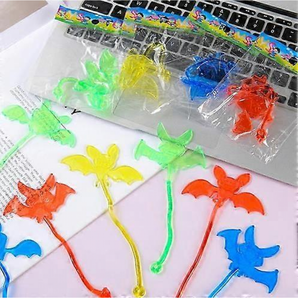 60pcs Sticky Stretchy Bat Toys: Halloween Party Favors, Scary Prank Props, Goodie Bag Stuffers (7x6x0.3cm)-image-OPC-PJRPDP6-NEW