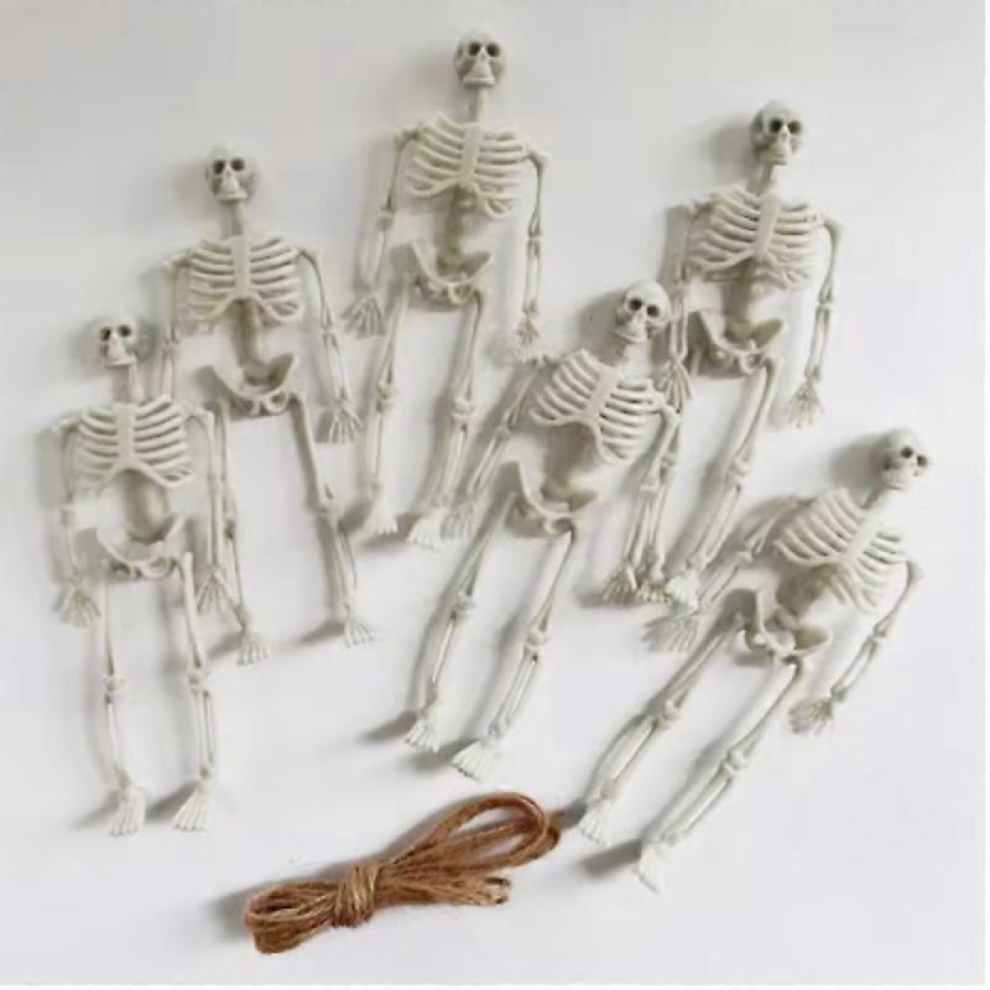 5pcs Halloween Polychrome Skull Hanging Pendant, White Haunted House Decor-image-OPC-PJRPF67-NEW