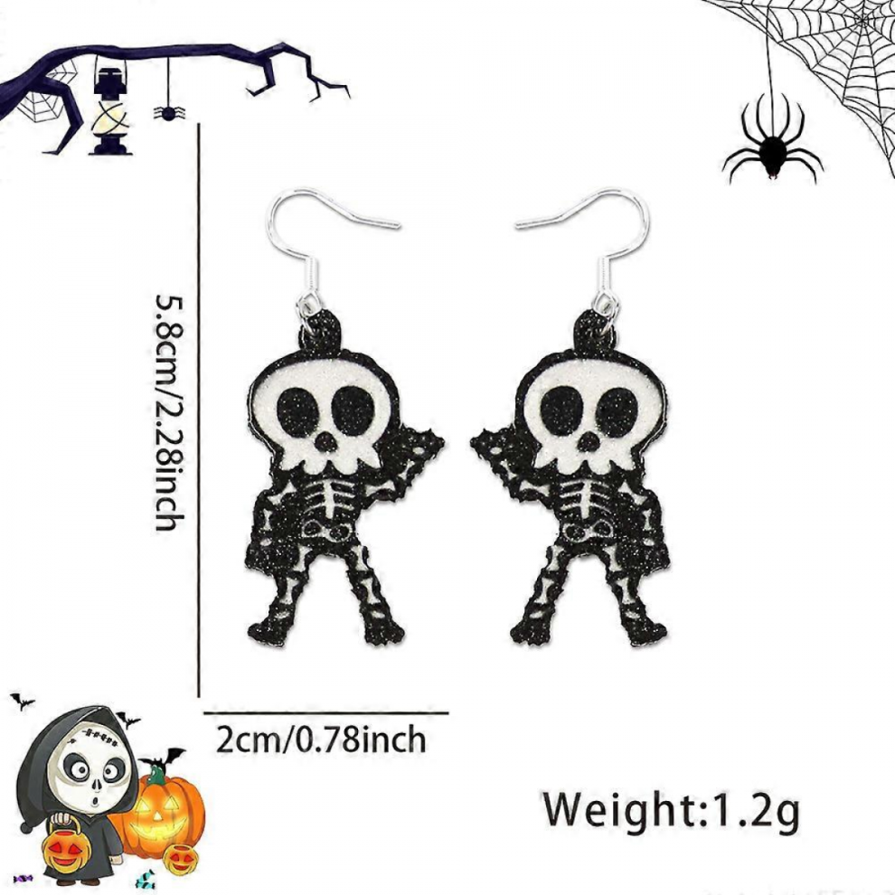 Spider Bat Skeleton Halloween Earrings for Adults Kids Party Horror Funny Decor-image-OPC-PJRPFJH-NEW