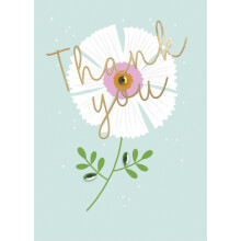 Hand-Finished Thank You Greeting Card Brightly Blooming Floral Simple Thankyou