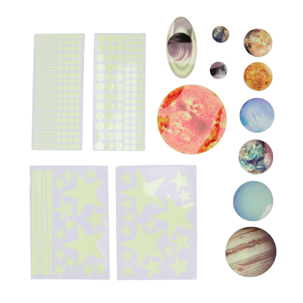 14Pcs Glowing Planets Wall Stickers Glow In The Dark