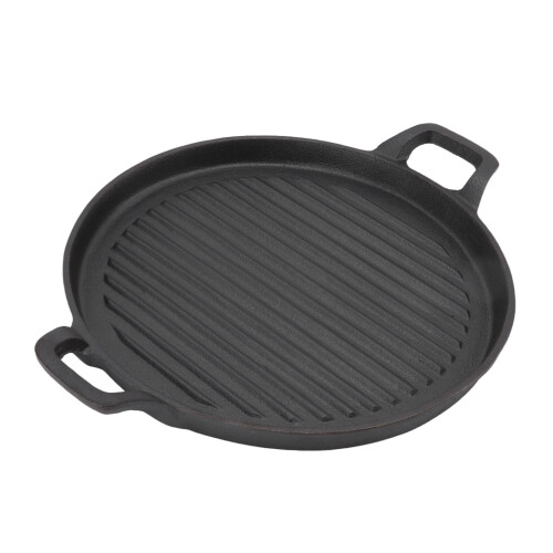 Cast Iron Griddle Reversible Dual Handle Ribbed 1
