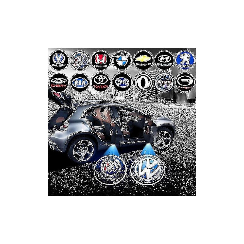 (Hyundai)Door Light Logo Projector, Wireless Car Door Light, Stamp-Free Adhesive, Car Brand Logo Projector,