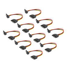 10 Stück SATA-Kabel, 15 Pin, 90 Grad männlich auf weiblich, Spannungsadapter für HDD, SSD, optische Laufwerke