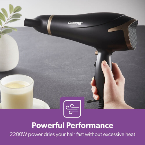 GEEPAS Geepas 2200W Powerful Hair Dryer | 2-Speed & 3 Temperature Setting with Cool Shot Function 2