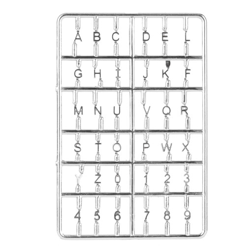 Casetta delle bambole lettere e numeri 1/12 argento 10x6.5cm 1