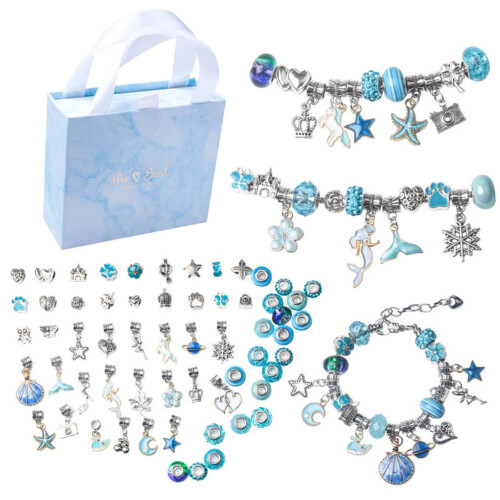 Kit fai-da-te per braccialetti - con numerosi accessori - Blu 1