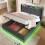 (Linen, Grey) King Size Ottoman Bed with 360 Surround LED Lights 1