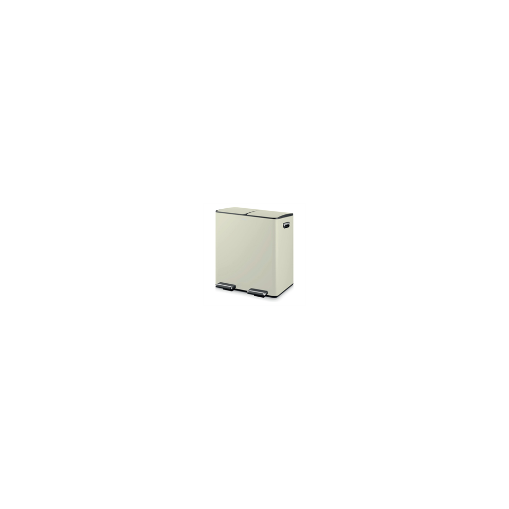 Tower Recycling Pedal Bin, Two 20L Compartments with Inner Buckets, Carbon Steel Body, 40L, Cream - Image 5