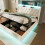 (PU, White) King Size Ottoman Bed with 360 Surround LED Lights 1