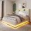 (PU, White) King Size Ottoman Bed with 360 Surround LED Lights 4
