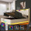 (PU, White) King Size Ottoman Bed with 360 Surround LED Lights 5