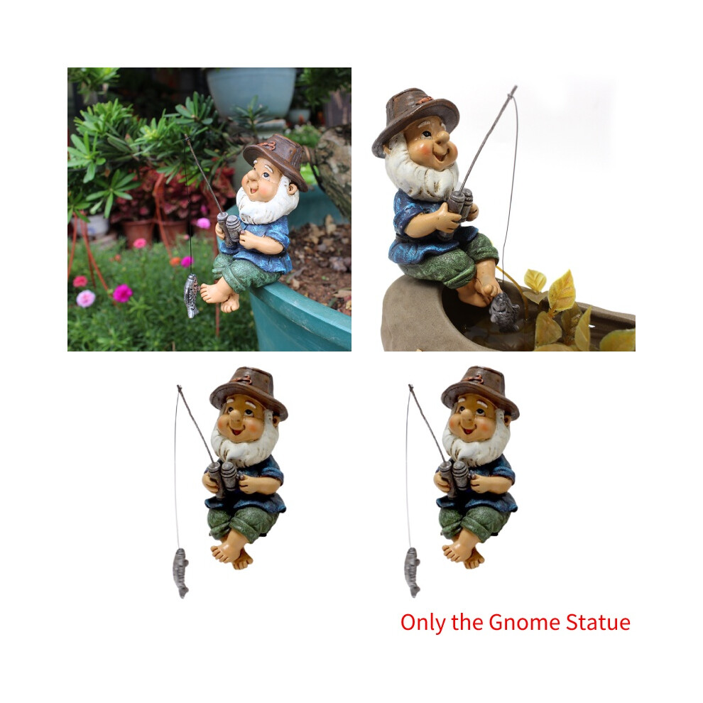 Garden Statue Gnome Pot Ornaments Fishing Fisherman Resin Outdoor Craft Dwarf