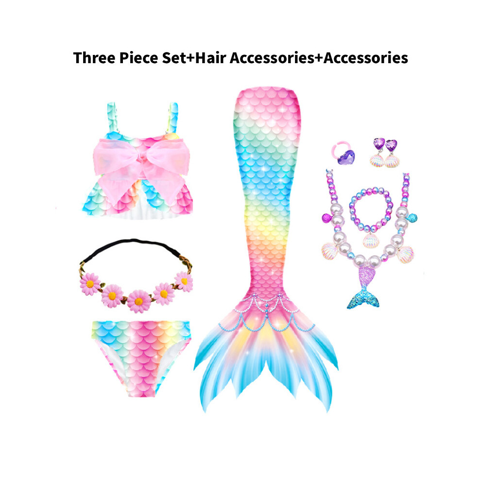 (Colorful, 150cm) Kids Mermaid Tail For Girls Ariel Swimsuit Birthday Outdoor Party Clothing Pool-image-OPC-PJRR2PQ-NEW