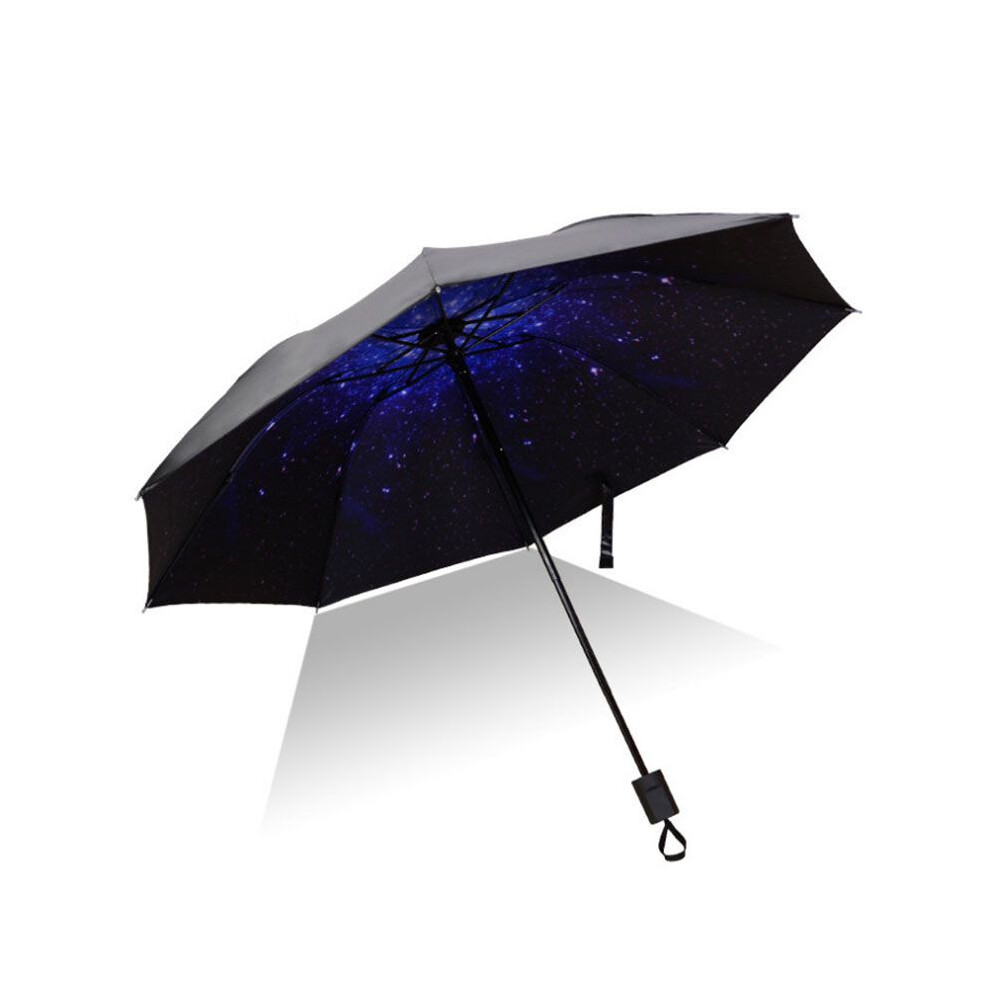 ( Star Sky) Sun Antiuv Rain Protection Windproof Flower Parasols 3 Folding Umbrella Purple