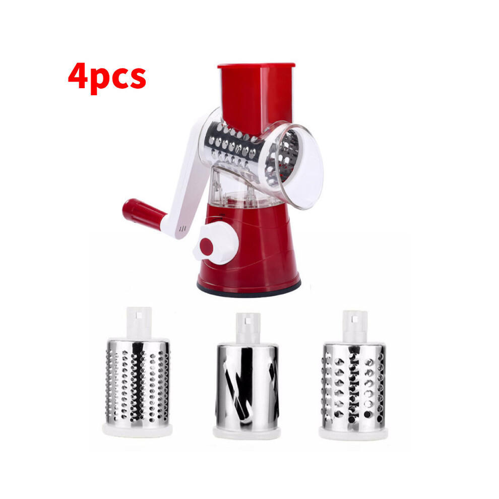 (Red)Rallador Giratorio De Acero Inoxidable Rebanador De Verduras De Queso Pelador Molinillo De Nueces-image
