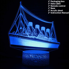 (Style G)Titanic Airplane 3d Acrylic Night Light Model Lamp Kids Bedside Decor Lights
