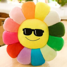 (Glasses, 45cm) Colorful Murakami Takashi Sunflower Cushion Petal Emojis Plush Pillow Throw Toy