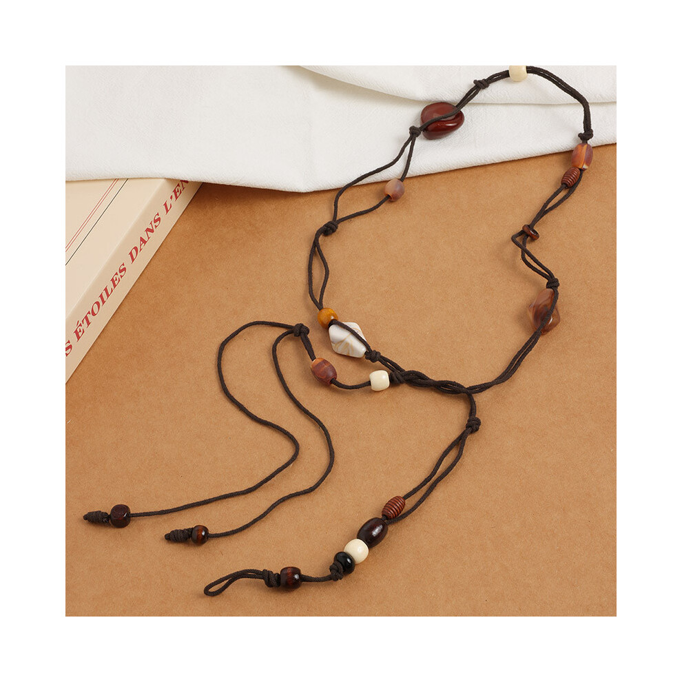 (Black) Waist Weaving Style Cord Mixed Beads Cotton Linen For Relaxed Looks Vacation-image-OPC-PJRRXCG-NEW