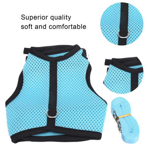 Adjustable Mini Pets Harness & Leash Set for Bunny, Guinea Pig, Light Blue 2