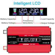 4000 W di picco 300 W inverter 7.87x4.4x2.2 pollici Rosso