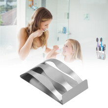 Stainless Steel Wall-Mounted Toothbrush Holder, Double Holes, Silver