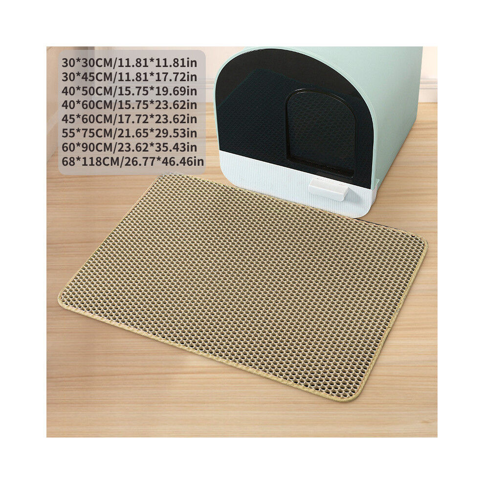 (Khaki,30*45Cm/11.81*17.72In)Alfombra De Arena Para Gatos Bandeja Estera De Gran TamañO Doble Capa Agujeros De Panal Impermeable-image