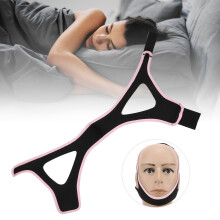 AntiSchnarch-Kinnbandage, verstellbar, atmungsaktiv, Schnarchstopper, Kieferstützgürtel (Schwarz mit pinkem Rand)