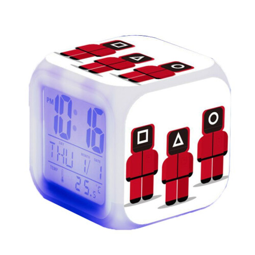 (2)Squid Game Led Alarm Clock Multifunction 7 Color Change Digital Luminous Gift