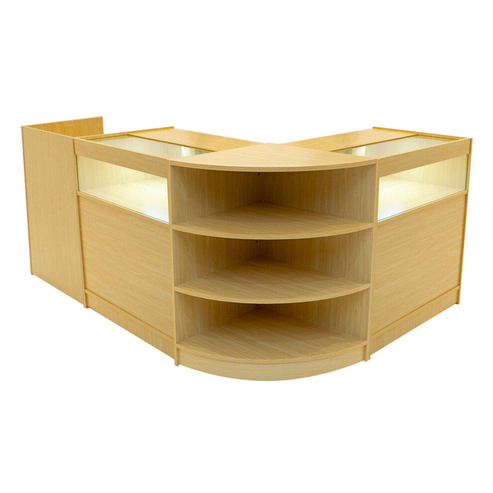 Monstershop (2 X 900Mm W Counters & 2 X 600Mm W Corner Unit - Maple) Shop Counter Set Sagittarius Led Lockable Retail Store Display