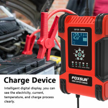 Chargeur noir 12V/12A & 24V/6A 6-200Ah 170x100x65mm