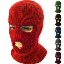 Gestrickte Vollgesichtmaske mit 3 Löchern Winterwarme Strickmaske Elastische Skimaske