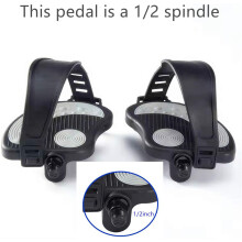 Bike Pedals with Toe Clips Straps Non-Slip for Spin & Mountain Bikes