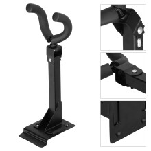 Gitarre Langer Wandhaken Metall Schwarz Verstellbarer Montagematerialständer mit Basis für Ukulele Bass