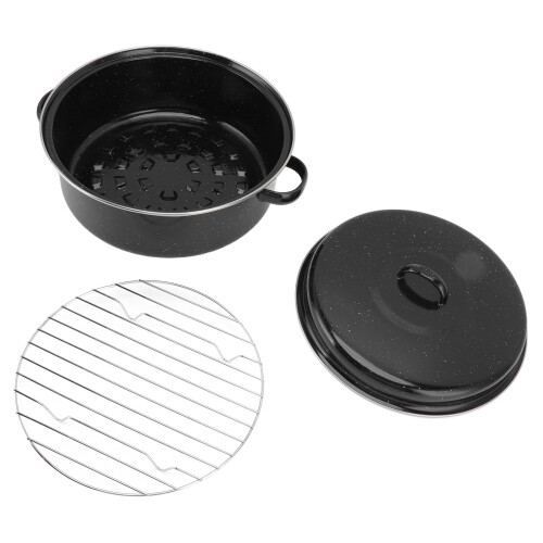 Roasting Pan Black Speckled Finish Household Non