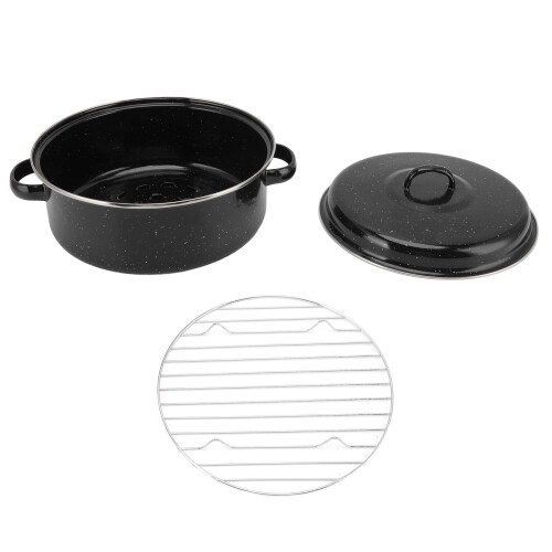 Roasting Pan Black Speckled Finish Household Non 1