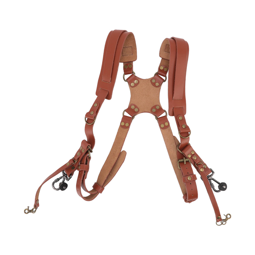 Dual Shoulder Leather Harness Comfortable Camera Brown 8195014037134