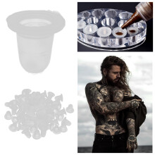 100 Stück Einweg-Tattoo-Tintenbecher Silikon-Mikroblading-Pigmentkappen für Permanent Make-up