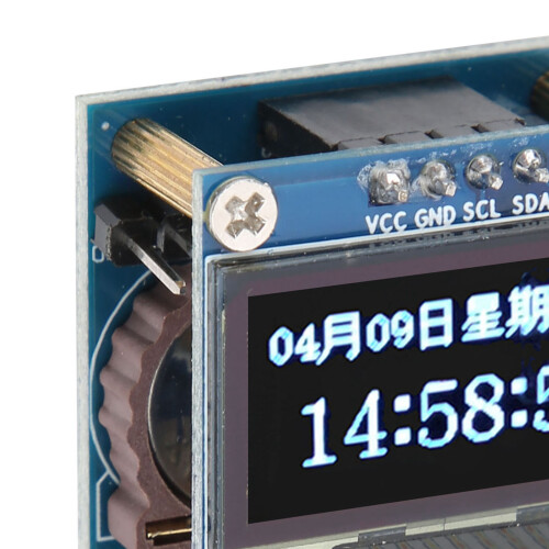 0.96in OLED WiFi Clock Module PCB 40mAh Button Battery 5V 2
