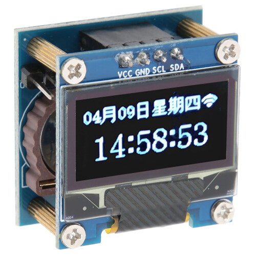 0.96in OLED WiFi Clock Module PCB 40mAh Button Battery 5V