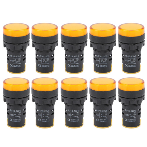 10 pezzi AD16-22DS indicatore LED giallo 22mm AC220V 1
