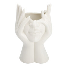 Vaso in ceramica bianco 9x18x10 cm Decorazione per soggiorno