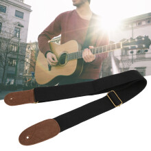 Gitarrengurt aus Baumwoll-Flanell, verstellbar, für Musikinstrumente, Retro-Stil, breiter Schultergurt, Schwarz