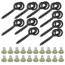 Carp Fishing Bait Screws 10Pcs with 20pcs Oval Rings Hook Screw Tackle Green