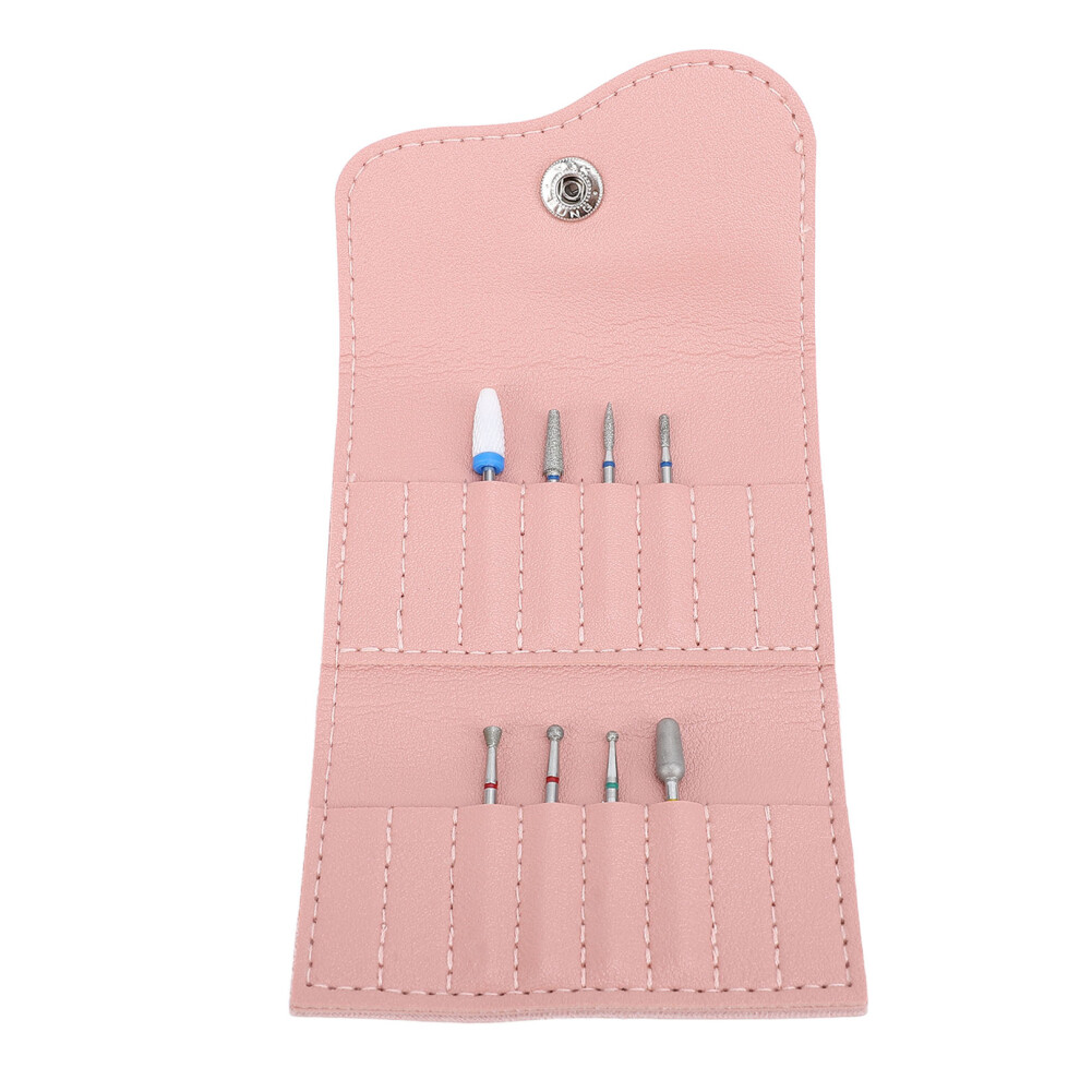 Pink 16 Holes Pu Nail Drill Bits Storage Bag Dust Proof