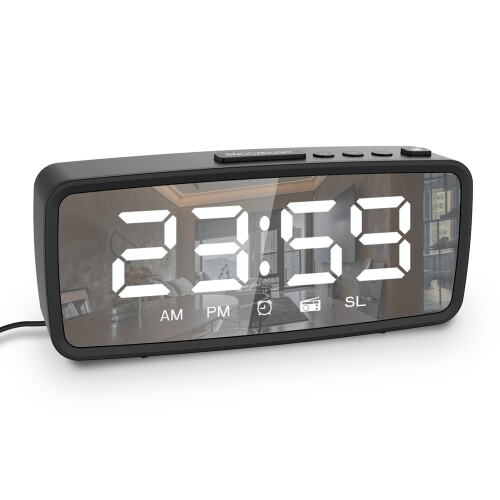 Radio-réveil 5,1'' Blanc/Noir, 12/24 h