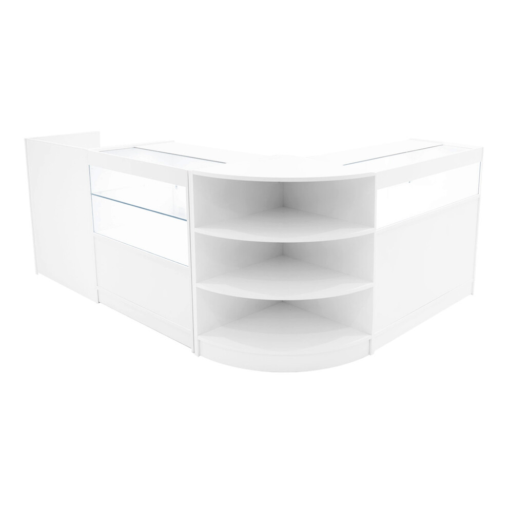 Monstershop White/Light (2 X 900Mm W Counters & 2 X 600Mm W Corner Unit - ) Shop Counter Set Europa Led Lockable Retail Display