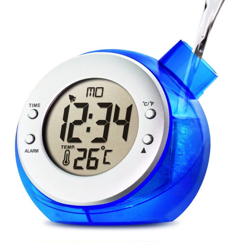 Water Powered Digital Battery-Free Kettle Shape Desk Clock - Blue 1
