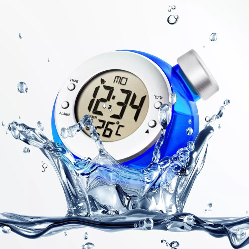 Water Powered Digital Battery-Free Kettle Shape Desk Clock - Blue 2